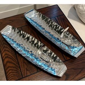 Silver Hammered Metal Candle Holder Sconces Set of 2
